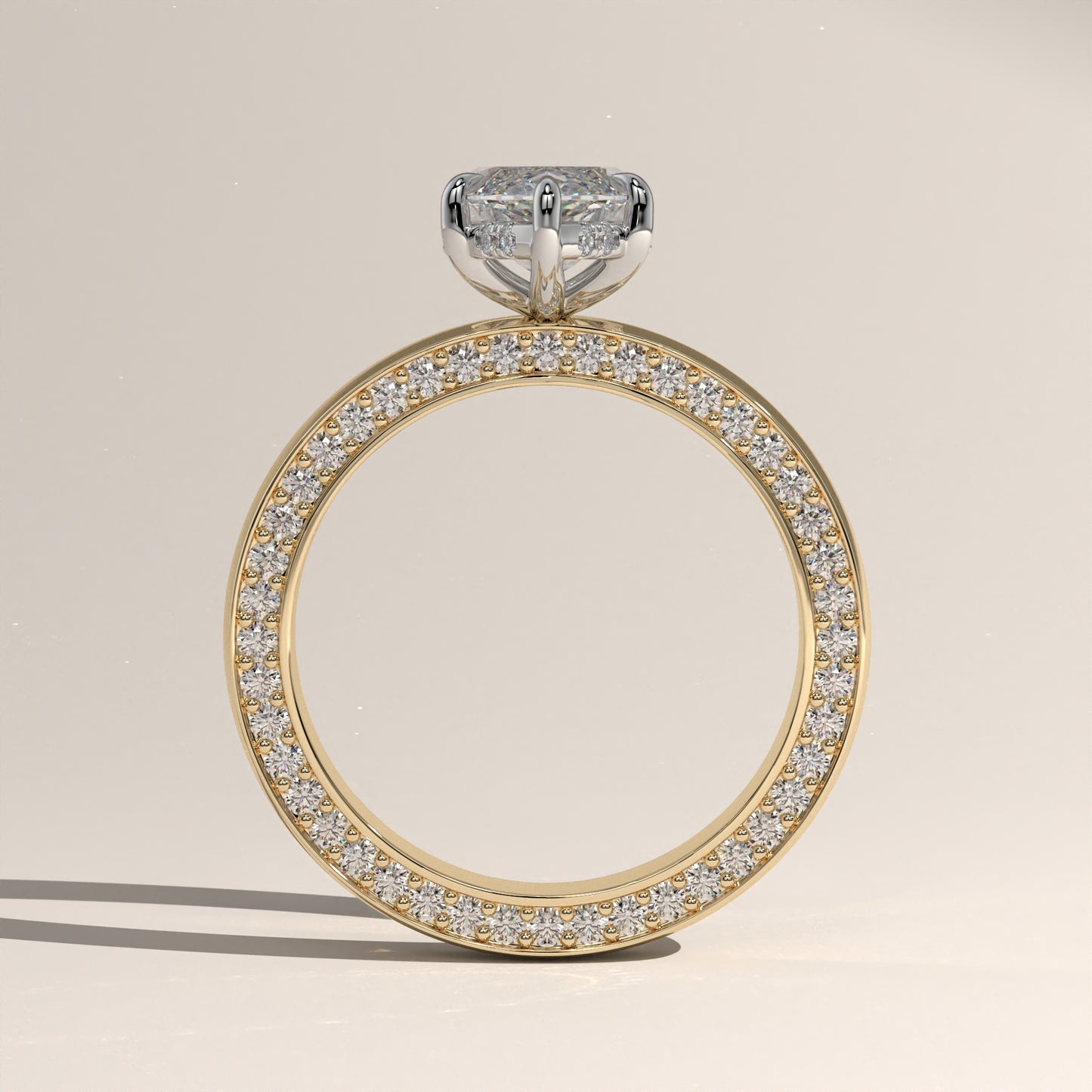 The Solitaire Cigar Pavé Band Marquise Engagement Ring