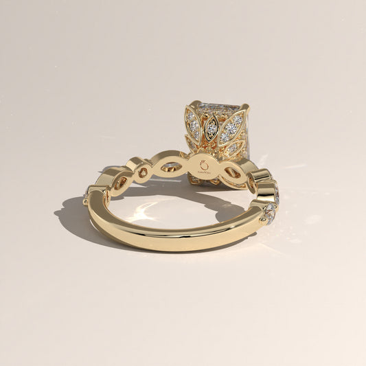 The Petal Prong Floating Band Radiant Engagement Ring