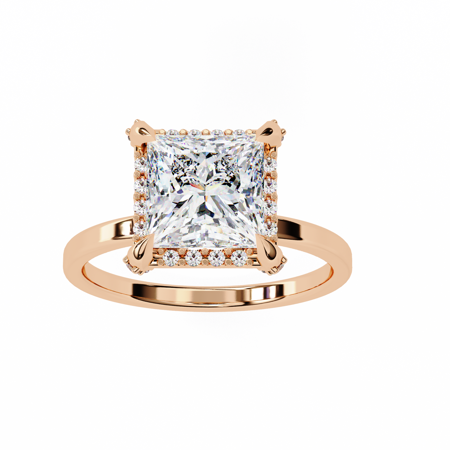 The Classic Halo Pavé Prongs Engagement Ring