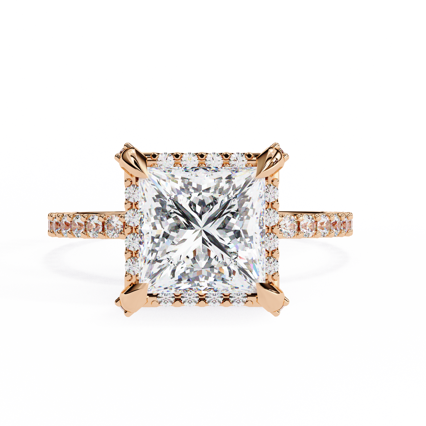 The Veiled Hidden Halo Pavé Prongs Engagement Ring