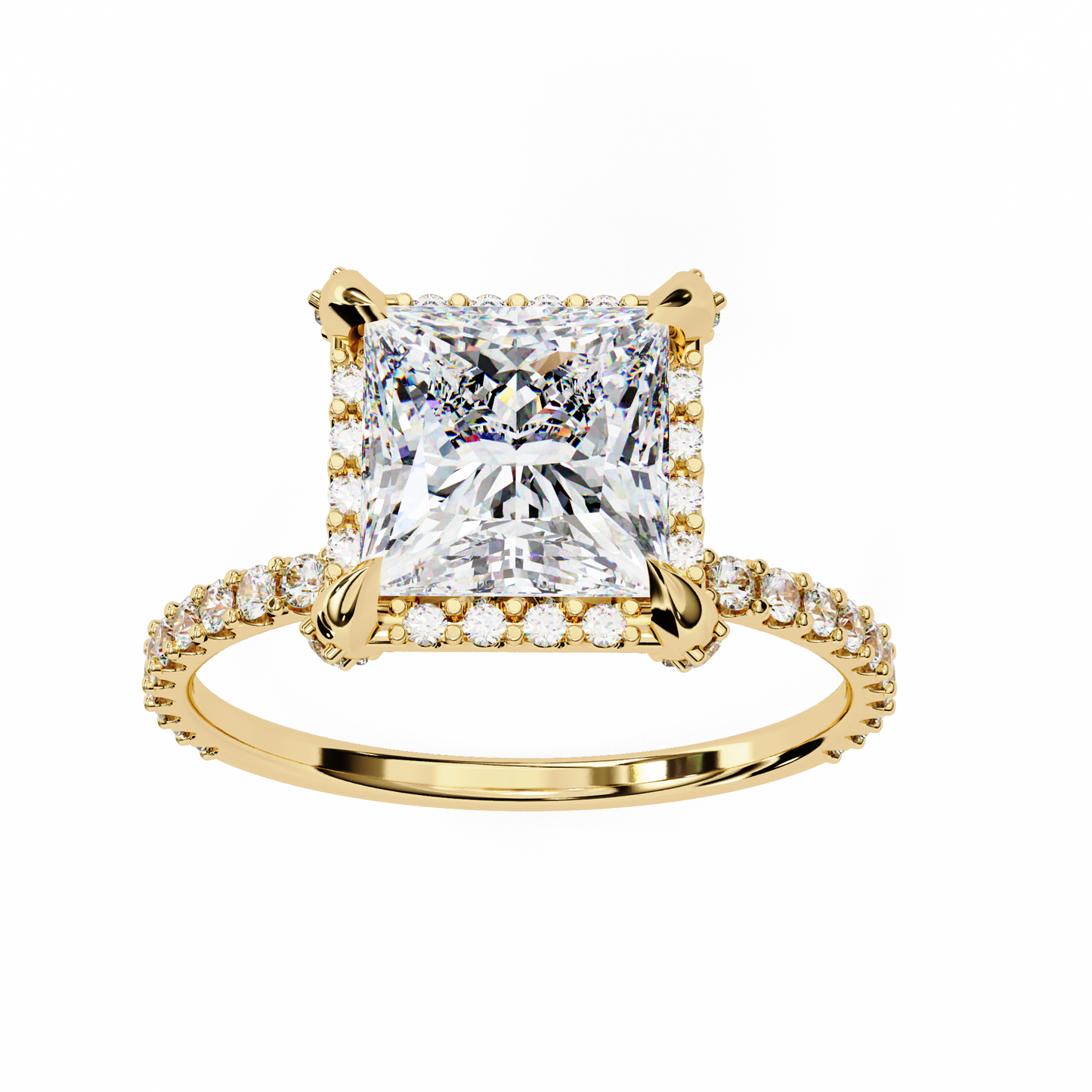 The Veiled Hidden Halo Pavé Prongs Engagement Ring