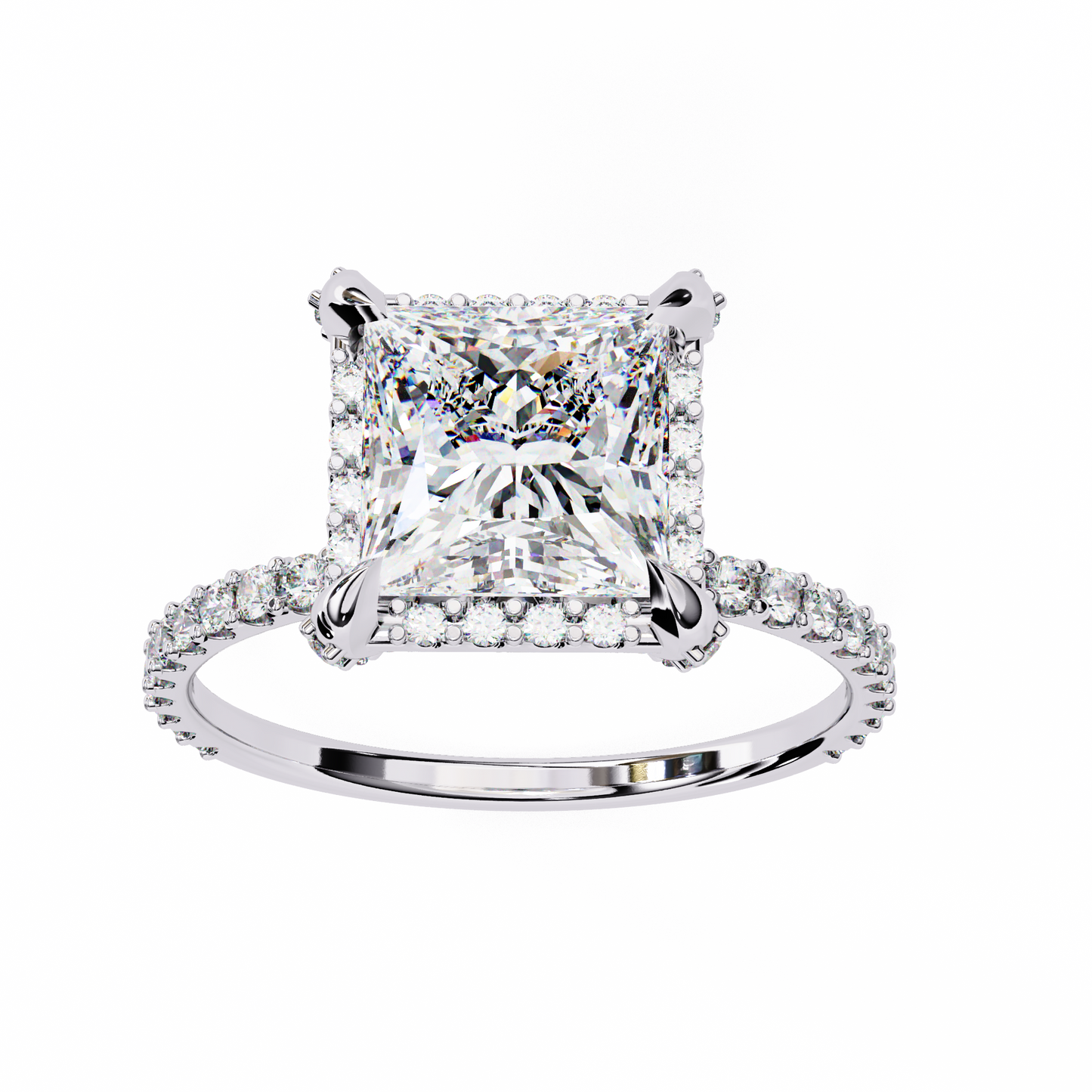 The Veiled Hidden Halo Pavé Prongs Engagement Ring