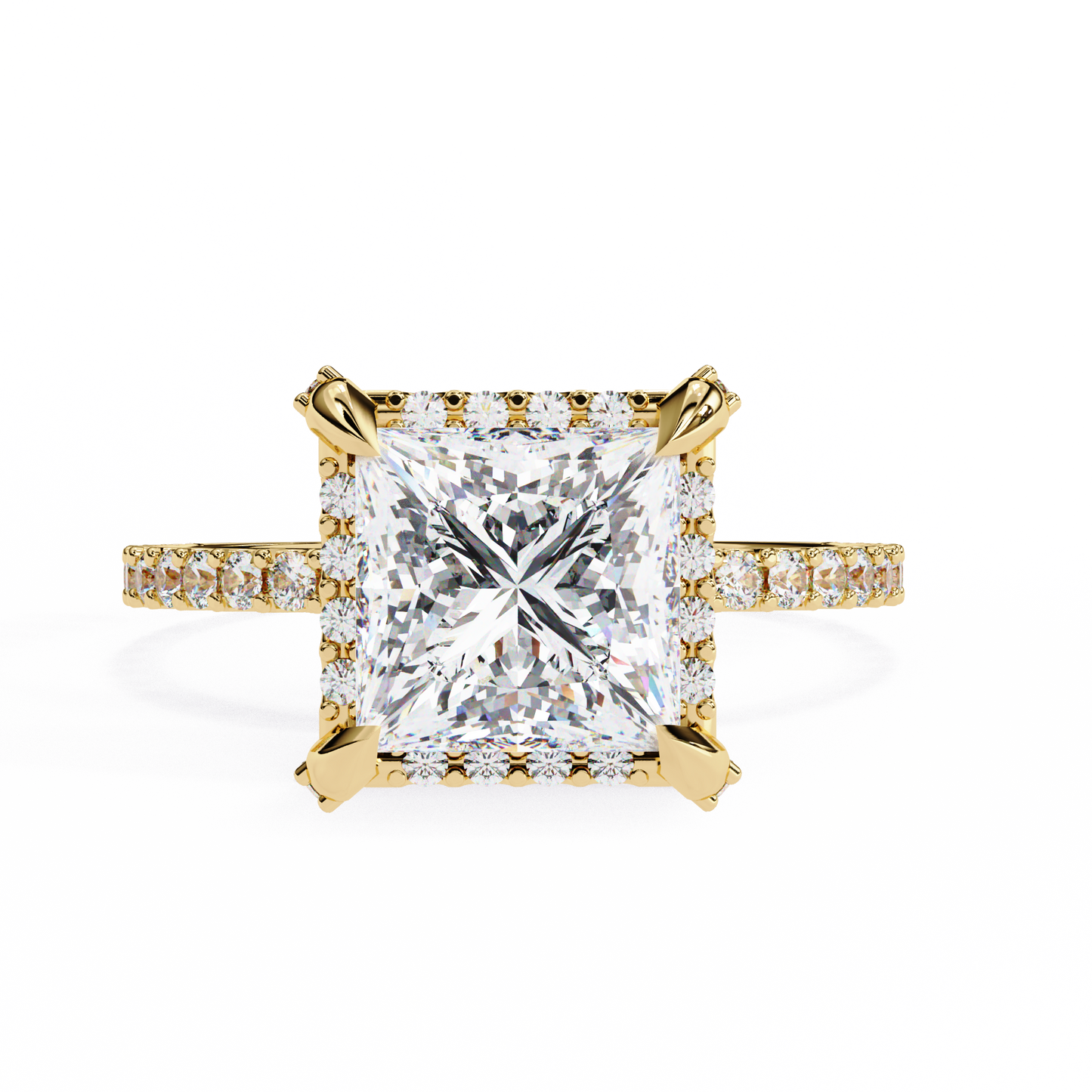 The Veiled Hidden Halo Pavé Prongs Engagement Ring