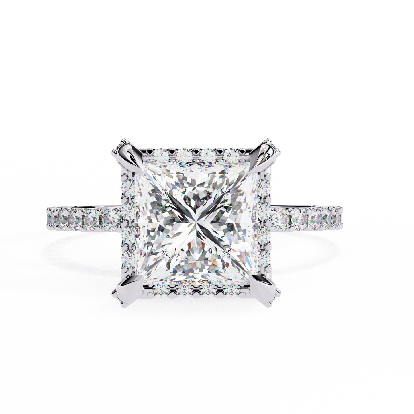 The Veiled Hidden Halo Pavé Prongs Engagement Ring