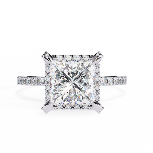 The Veiled Hidden Halo Pavé Prongs Engagement Ring