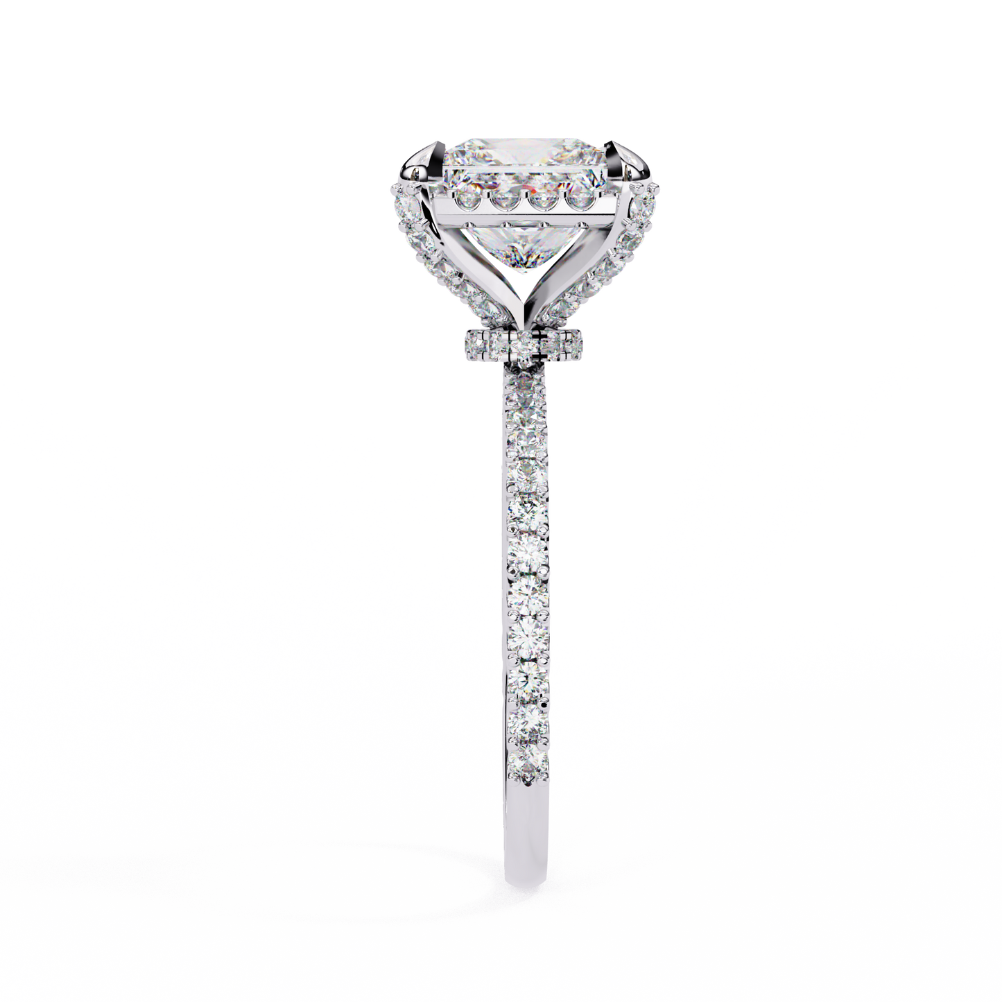 The Veiled Hidden Halo Pavé Prongs Engagement Ring