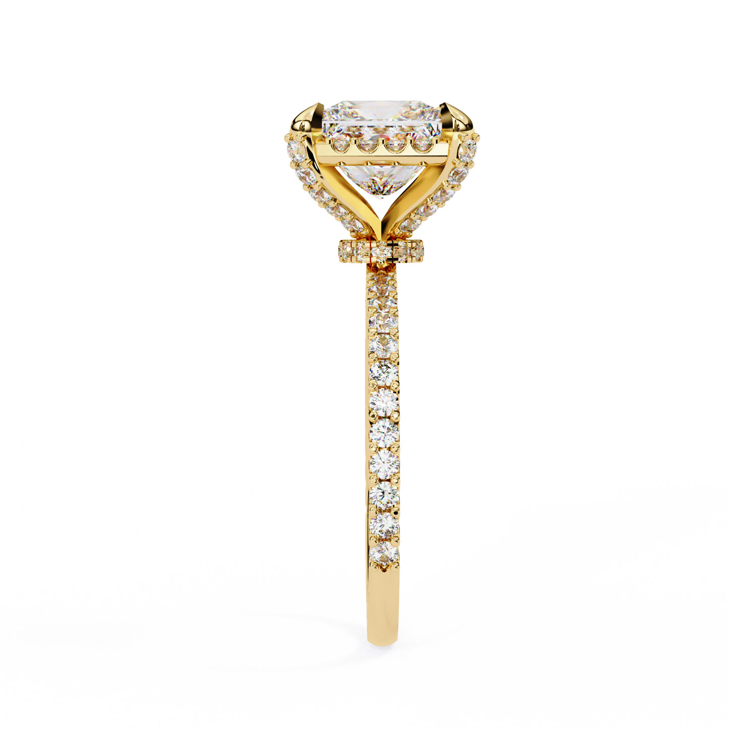 The Veiled Hidden Halo Pavé Prongs Engagement Ring