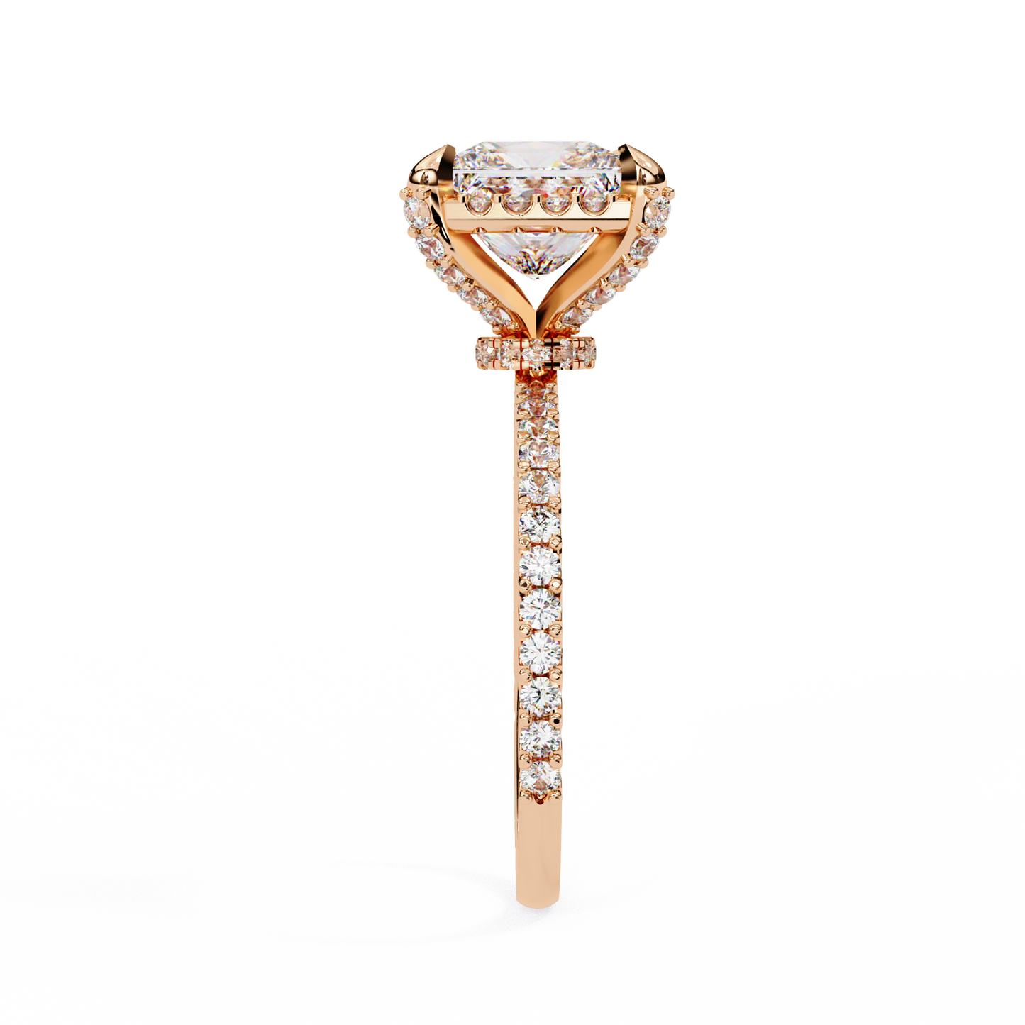 The Veiled Hidden Halo Pavé Prongs Engagement Ring
