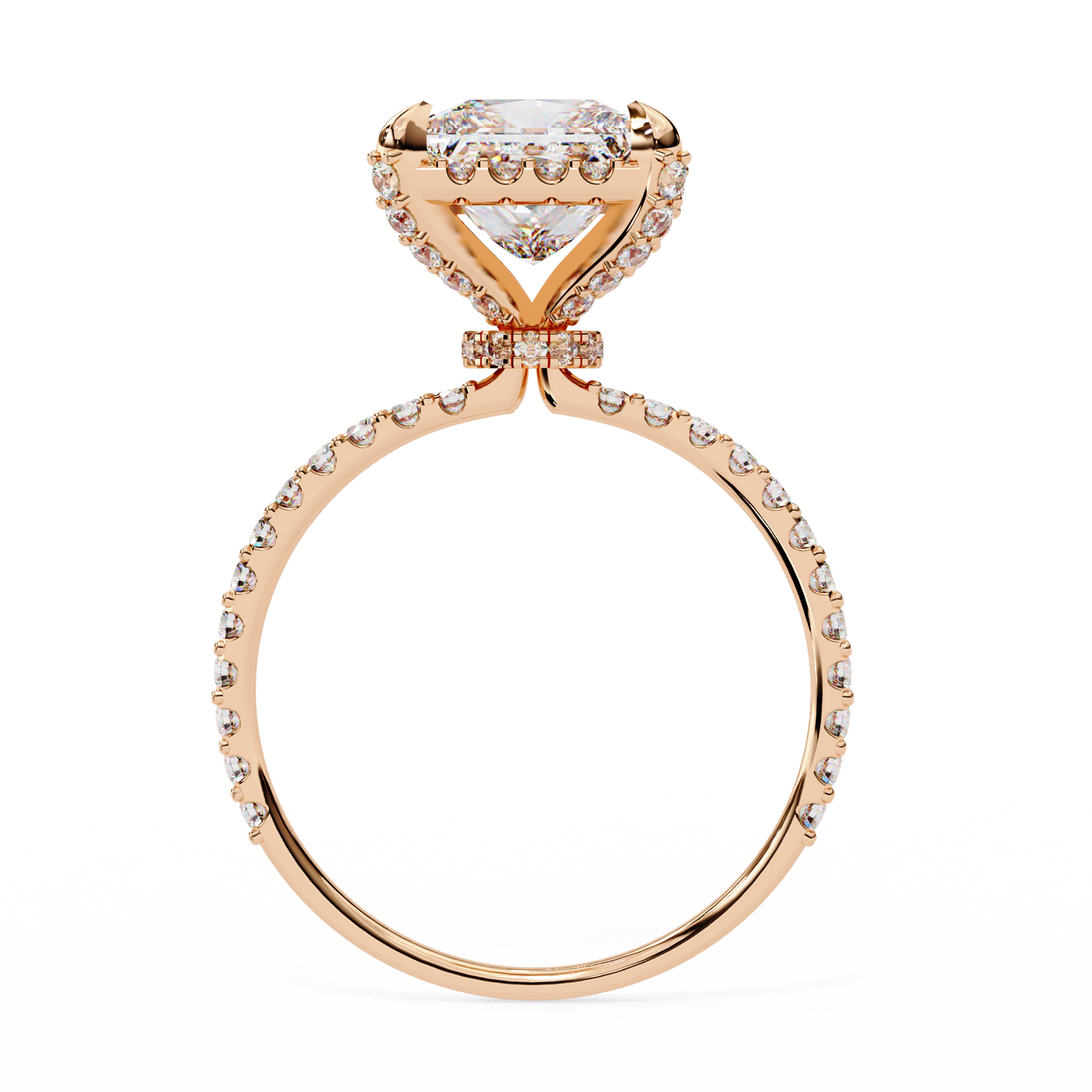 The Veiled Hidden Halo Pavé Prongs Engagement Ring