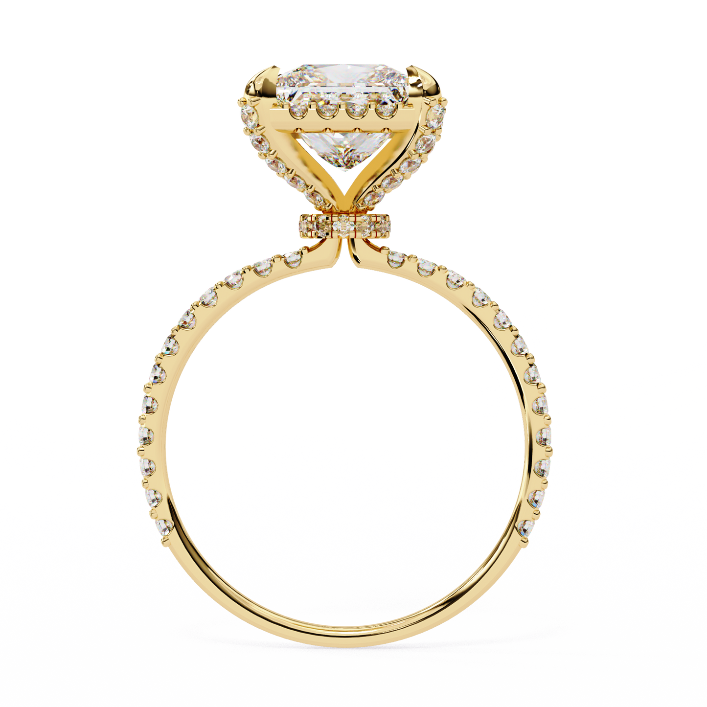 The Veiled Hidden Halo Pavé Prongs Engagement Ring