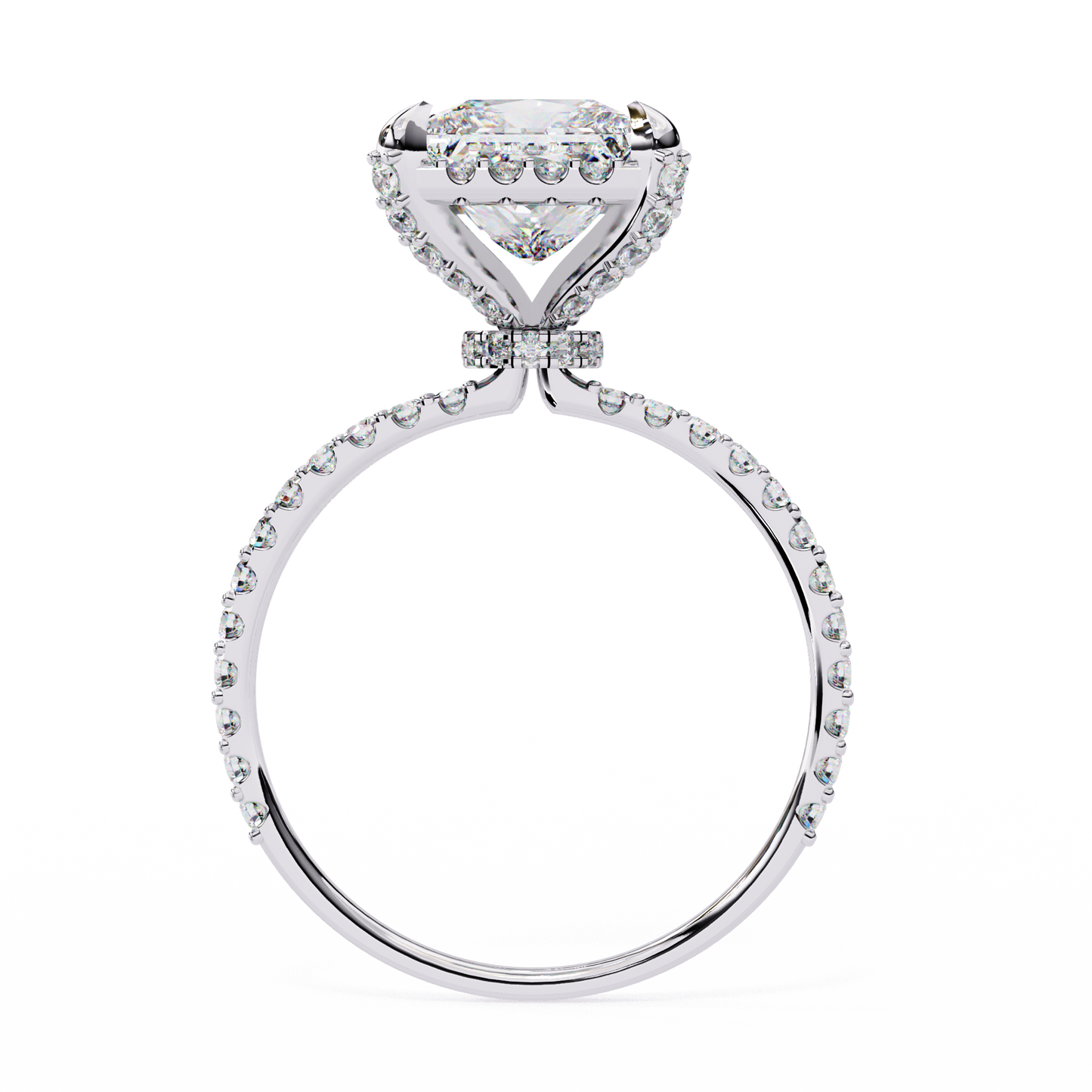 The Veiled Hidden Halo Pavé Prongs Engagement Ring