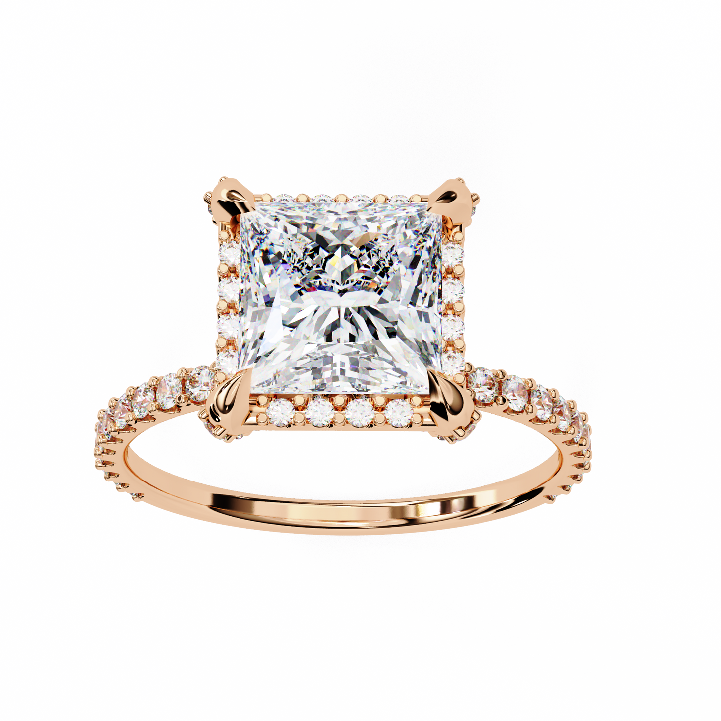 The Veiled Hidden Halo Pavé Prongs Engagement Ring