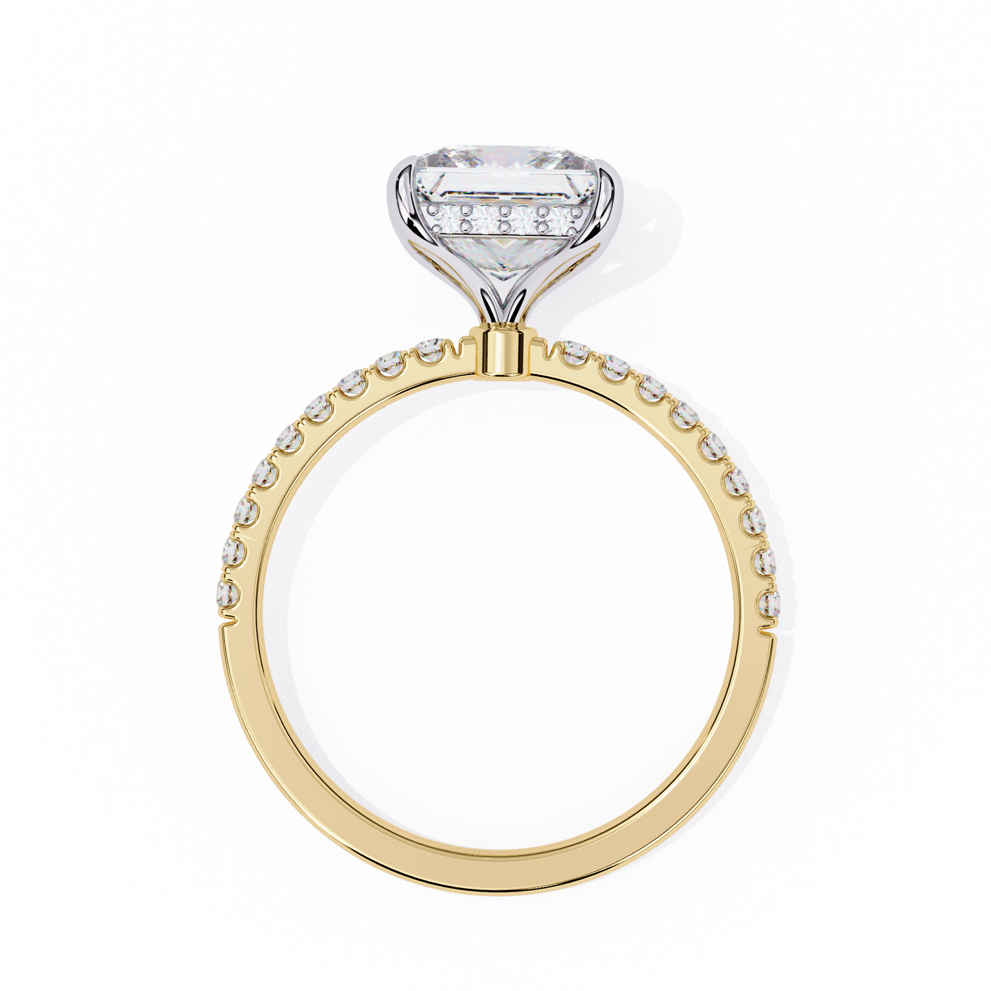 Princess Solitaire with Hidden Halo and Pavé Band