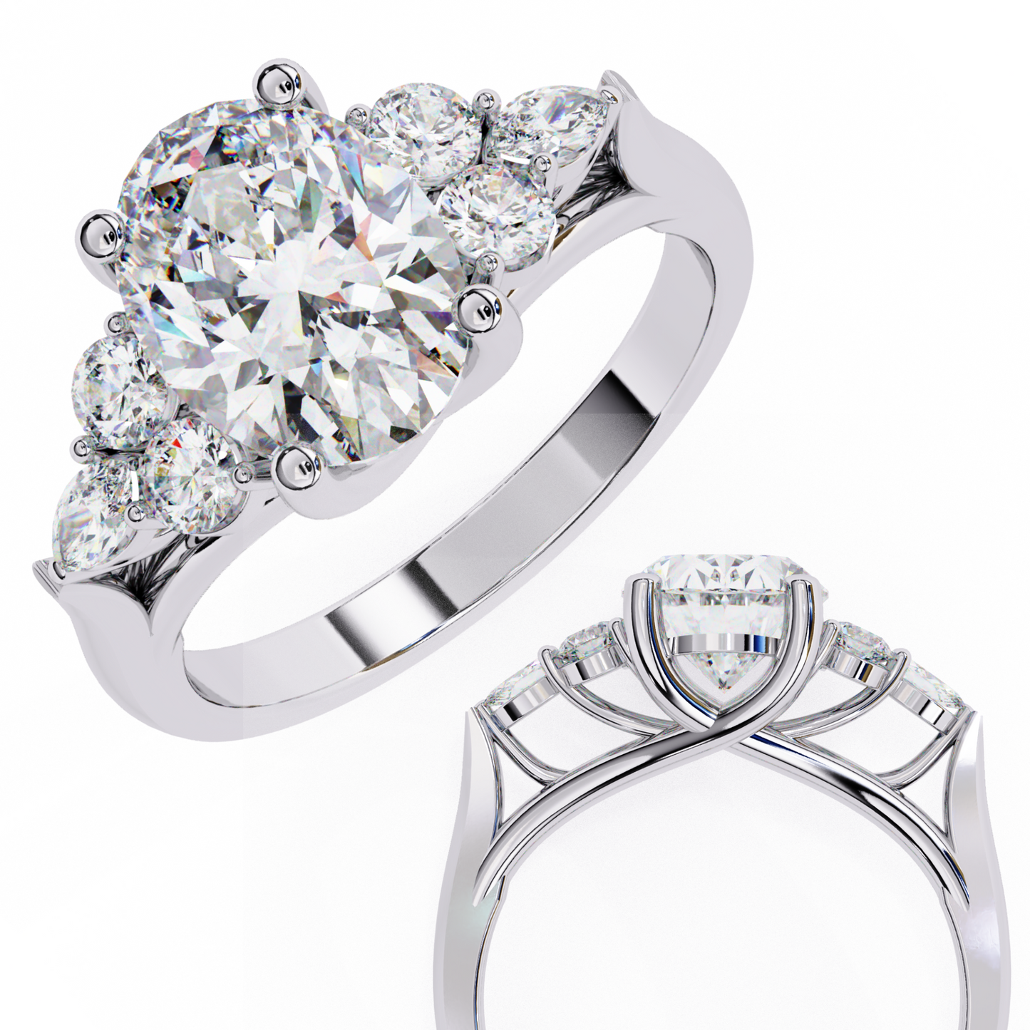 The Oval Cluster Engagement Ring