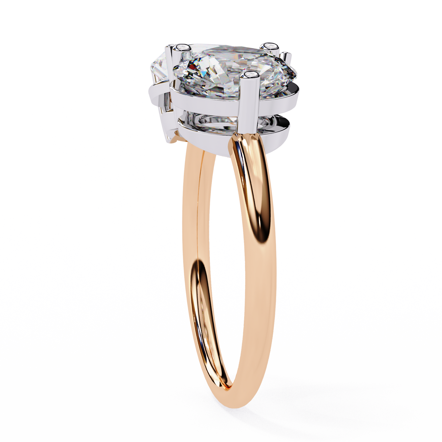 Toi et Moi Ring with Pear and Round Diamonds – 2 Stone Engagement Ring in 14K Gold