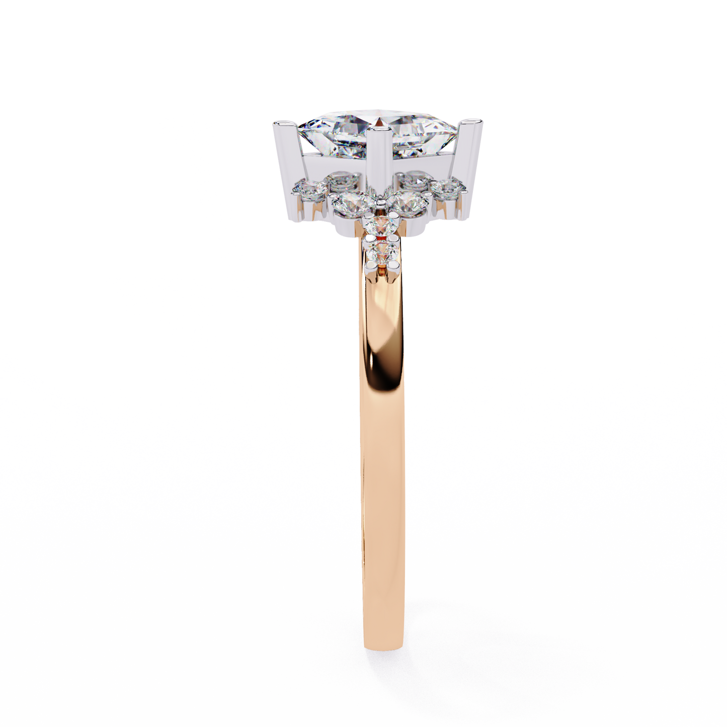 Lab Grown Princess Cluster Engagement Ring in Classic Style