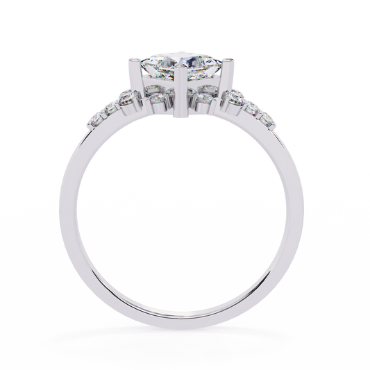 Lab Grown Princess Cluster Engagement Ring in Classic Style