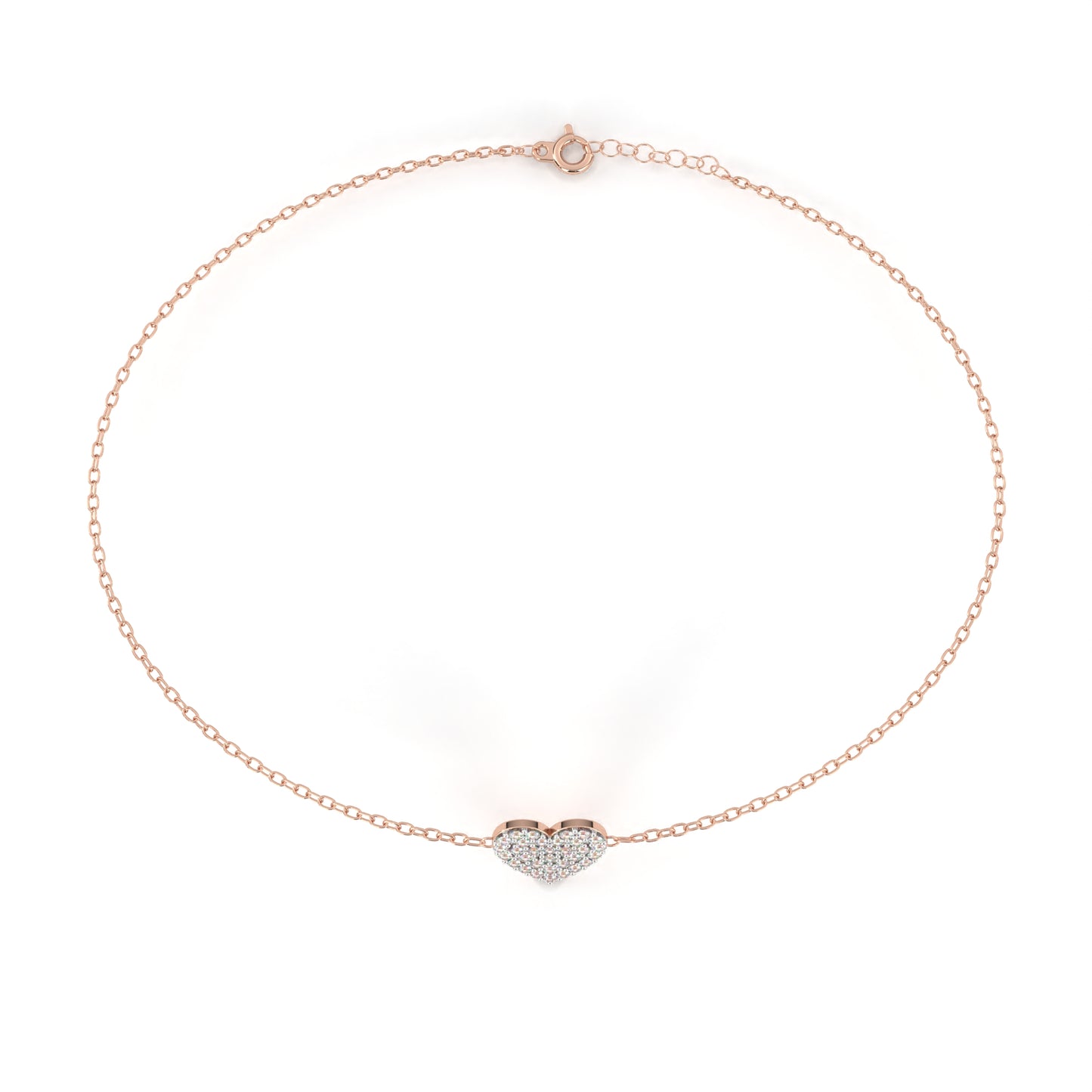 Diamond Heart Charm Chain Bracelet