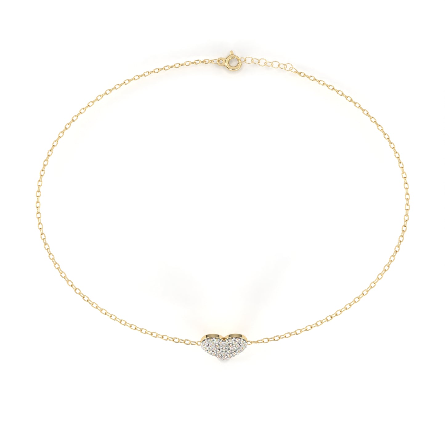 Diamond Heart Charm Chain Bracelet