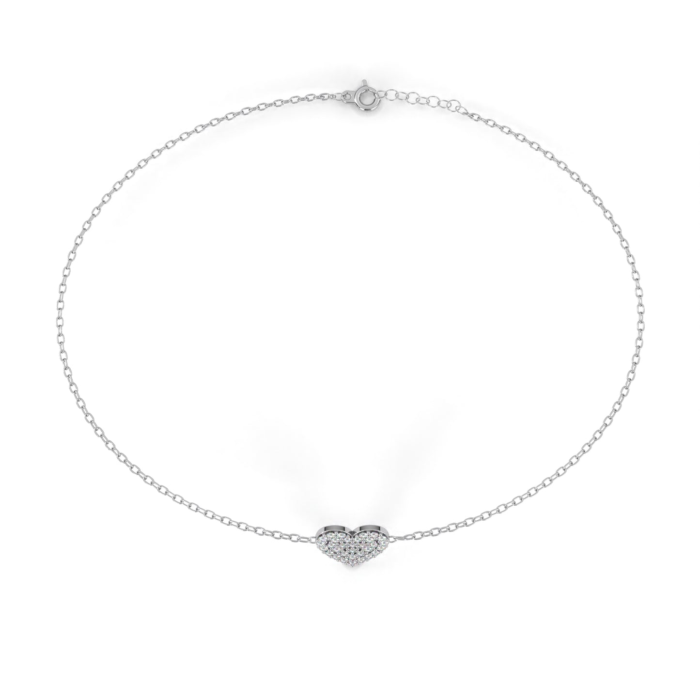 Diamond Heart Charm Chain Bracelet