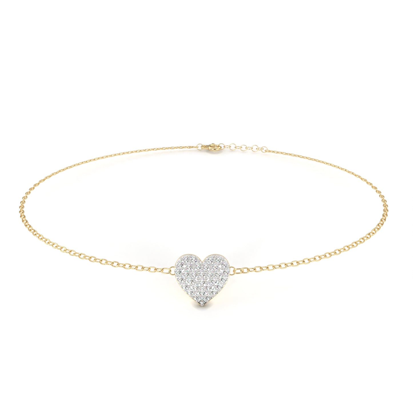 Diamond Heart Charm Chain Bracelet