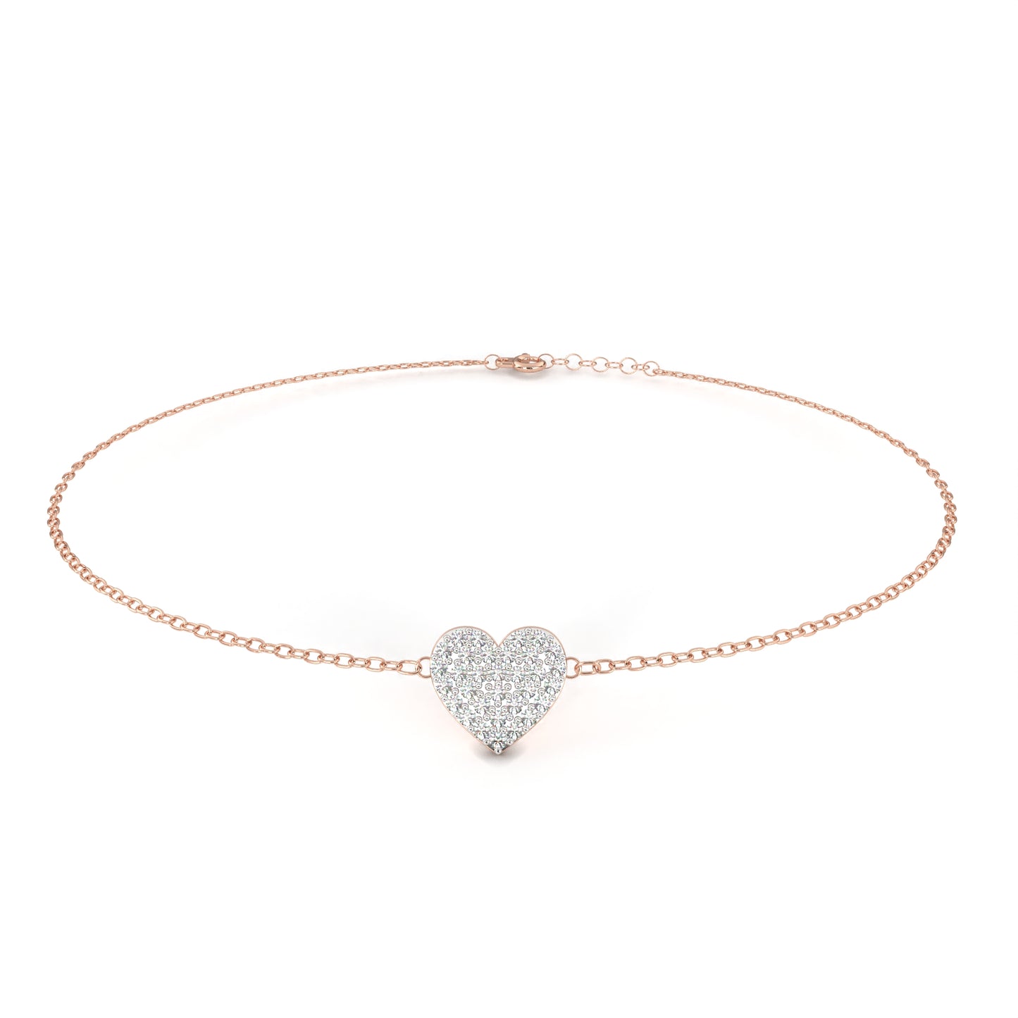 Diamond Heart Charm Chain Bracelet