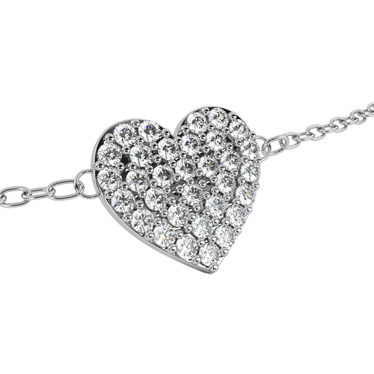 Diamond Heart Charm Chain Bracelet