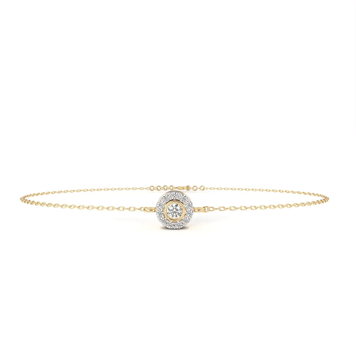 Classic Halo Round Diamond Chain Bracelet