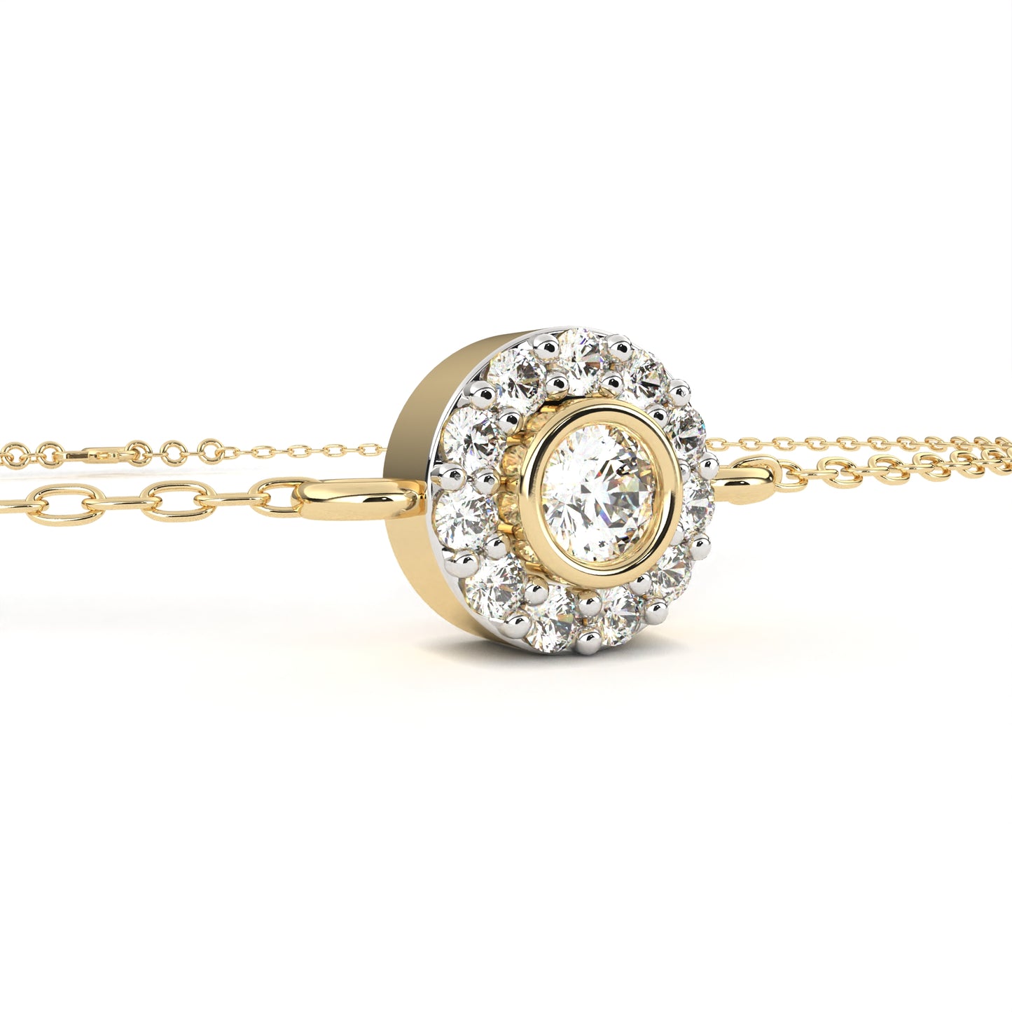 Classic Halo Round Diamond Chain Bracelet