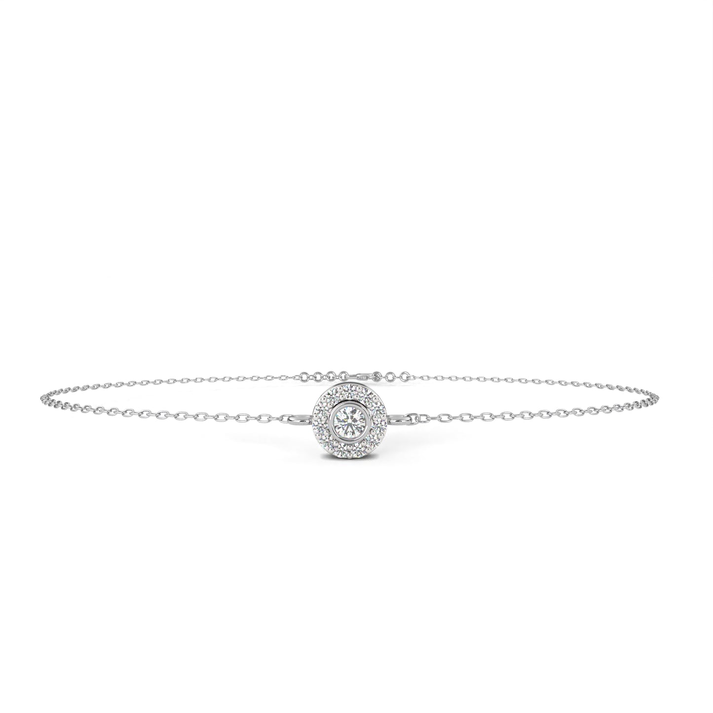 Classic Halo Round Diamond Chain Bracelet