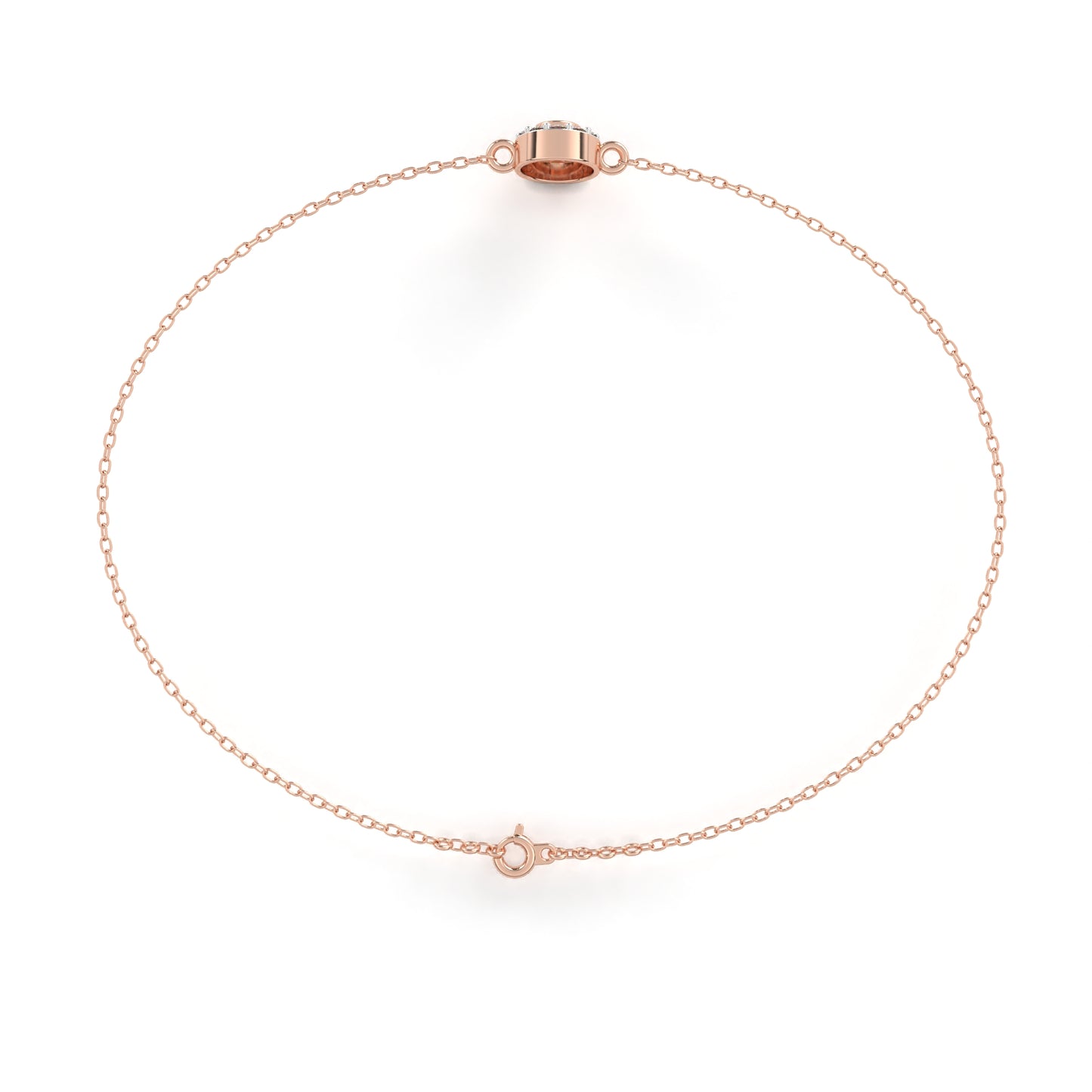 Classic Halo Round Diamond Chain Bracelet