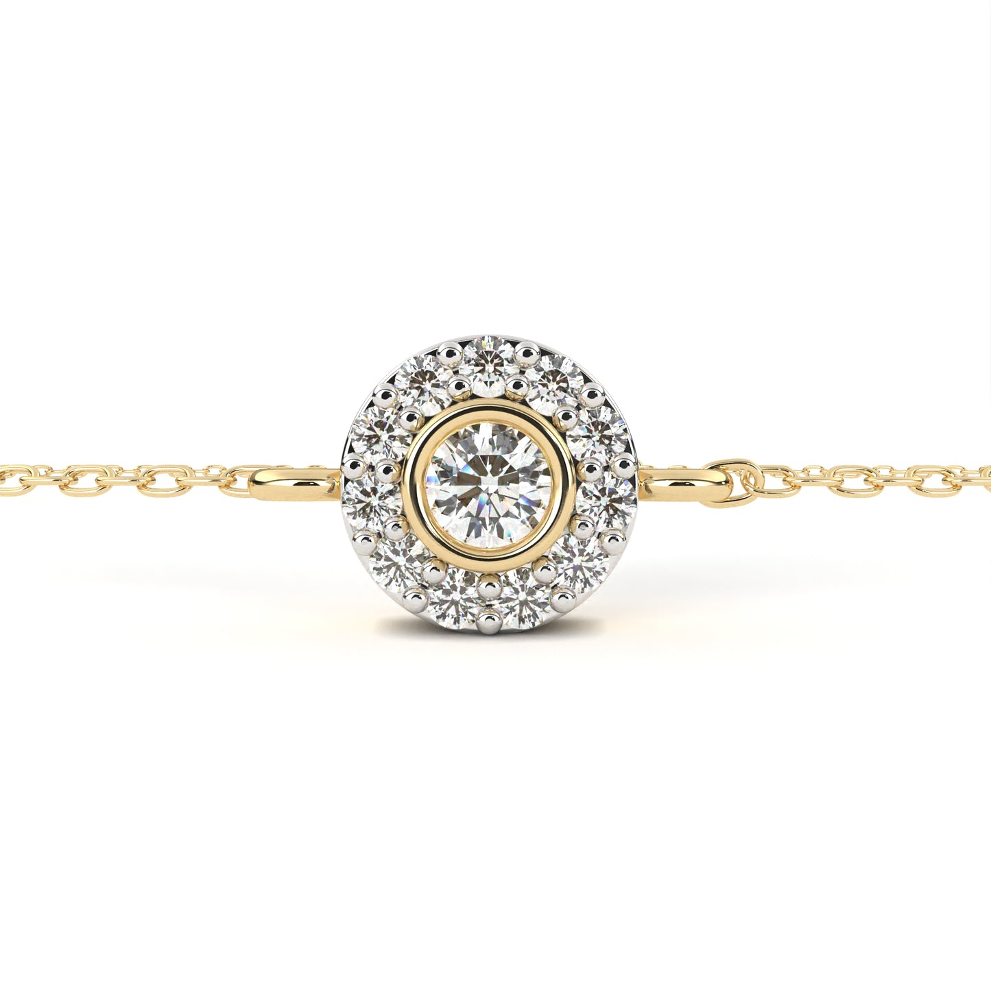 Classic Halo Round Diamond Chain Bracelet