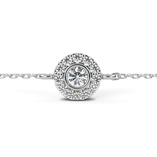 Classic Halo Round Diamond Chain Bracelet