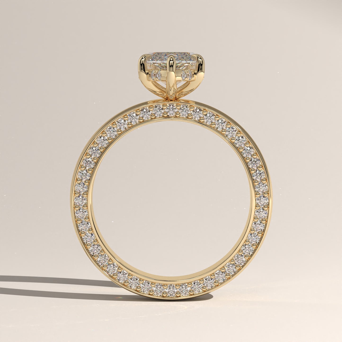 The Solitaire Cigar Pavé Band Marquise Engagement Ring