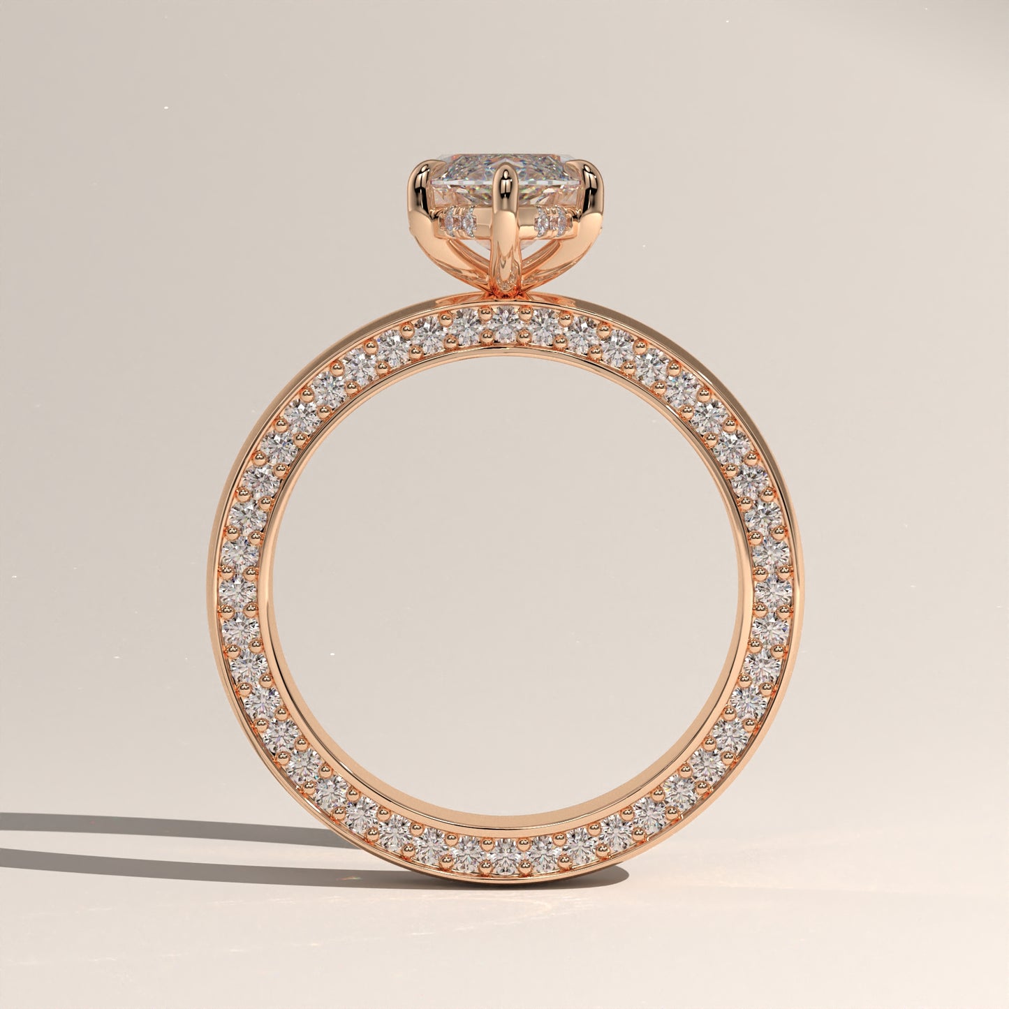 The Solitaire Cigar Pavé Band Marquise Engagement Ring