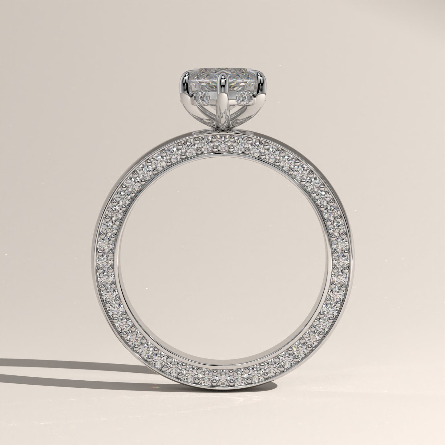 The Solitaire Cigar Pavé Band Marquise Engagement Ring
