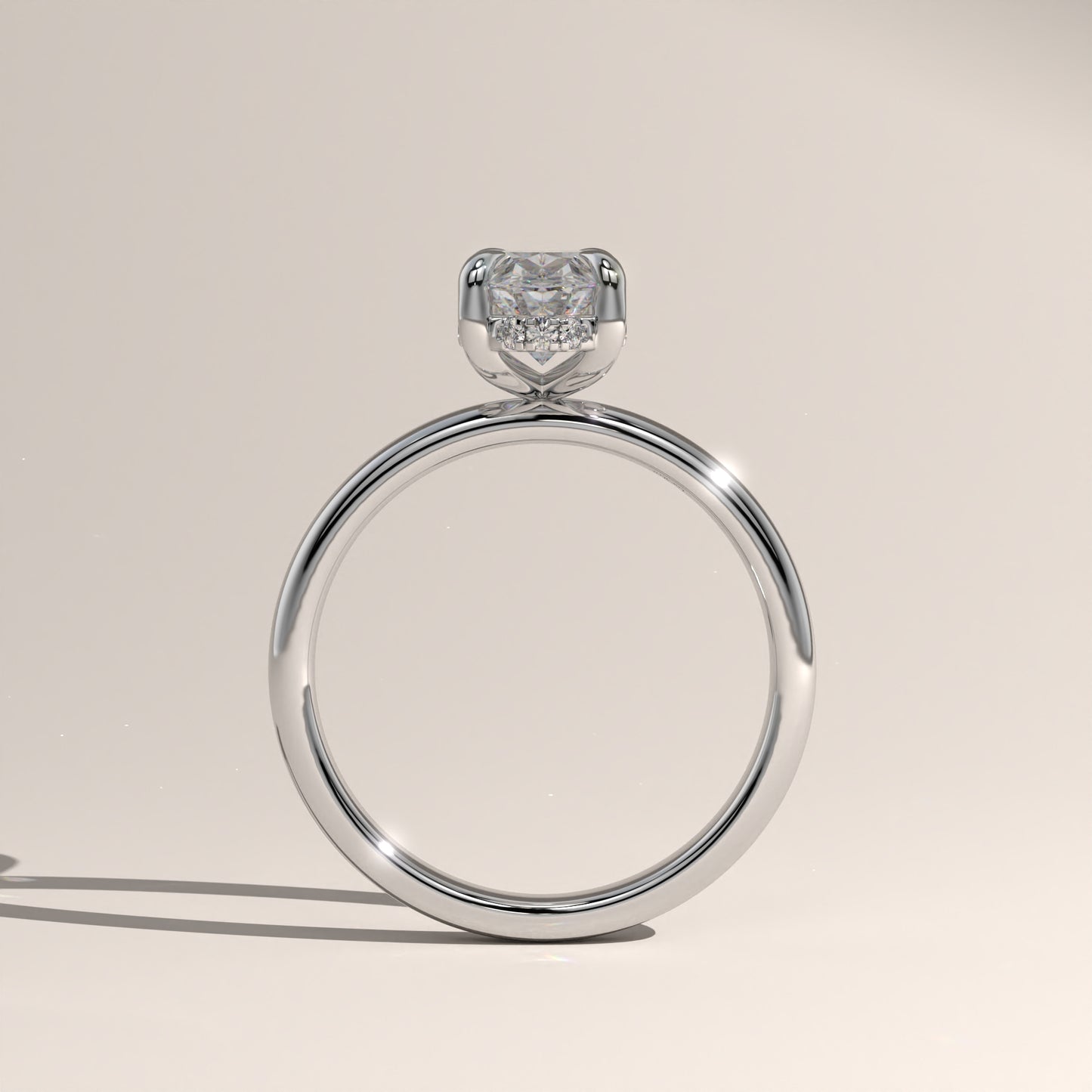 The Classic Hidden Halo Moval Engagement Ring
