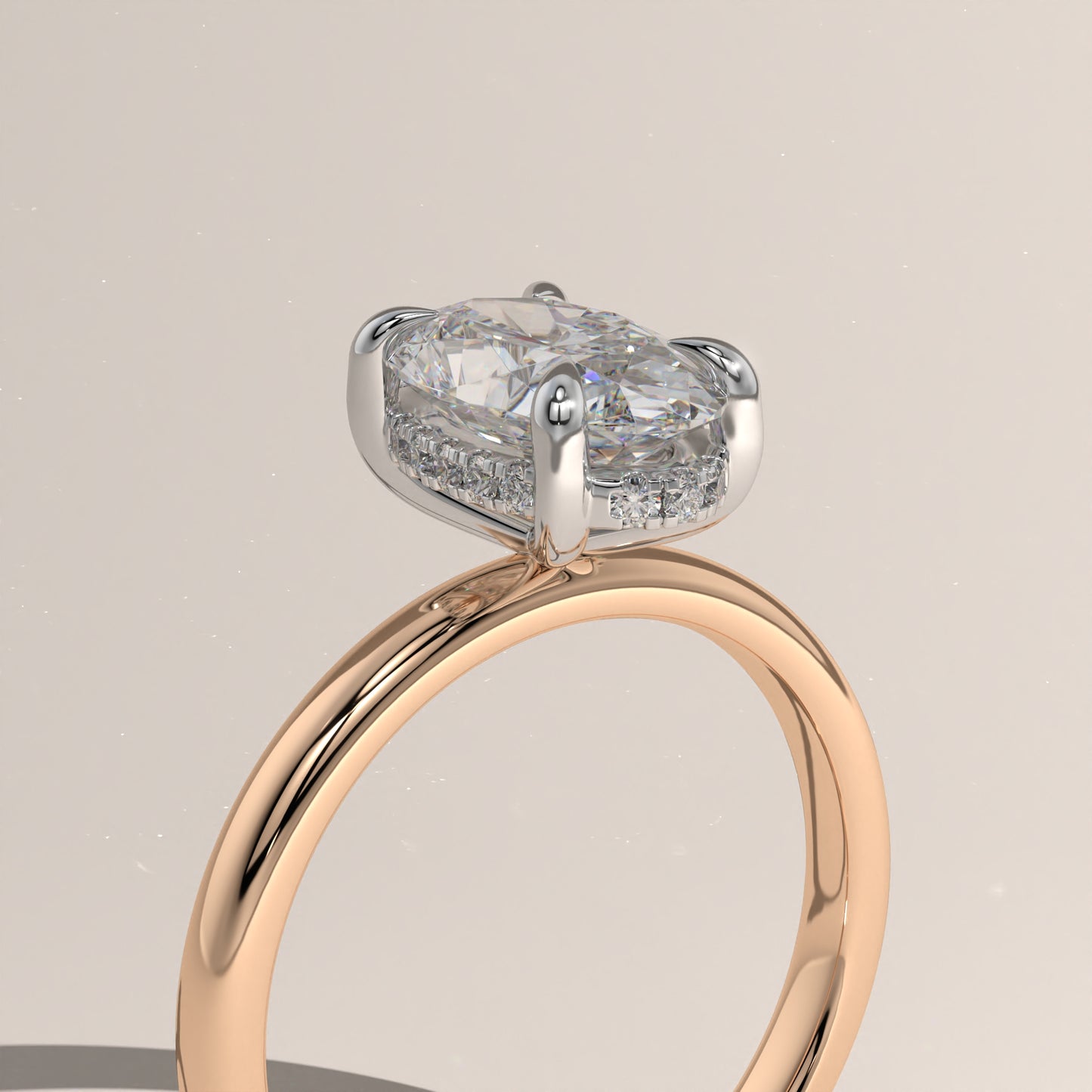 The Classic Hidden Halo Moval Engagement Ring