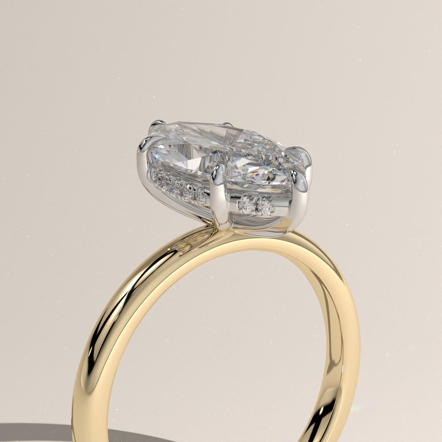 The Classic Hidden Halo Marquise Engagement Ring