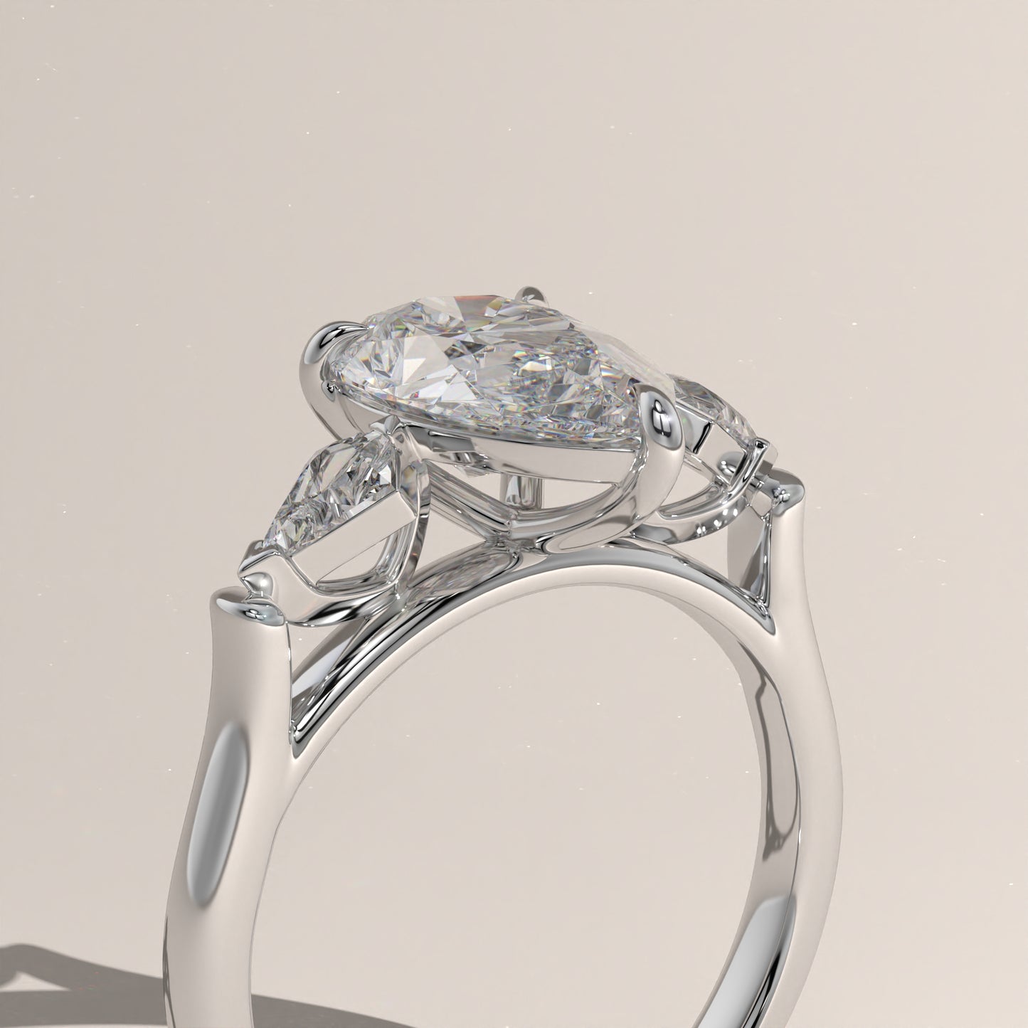 The Three Stone Pear Engagement Ring