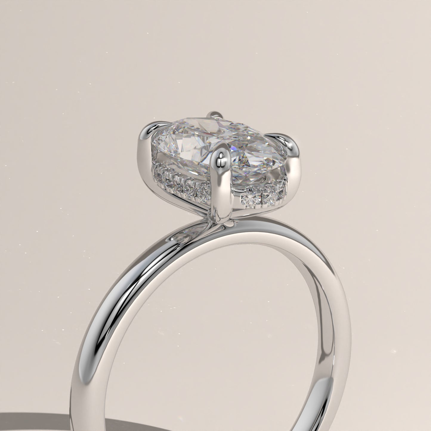 The Classic Hidden Halo Moval Engagement Ring