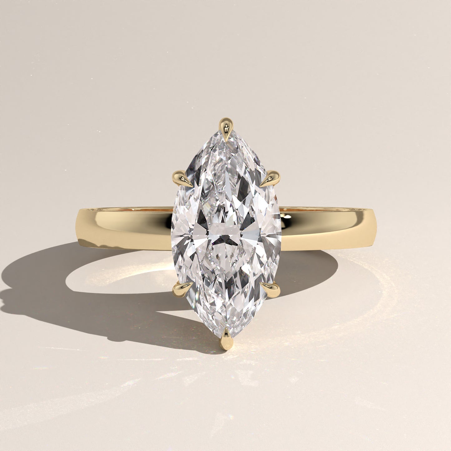 The Solitaire Cigar Pavé Band Marquise Engagement Ring