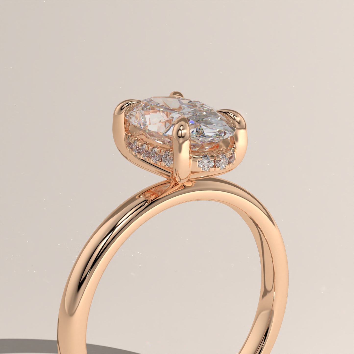 The Classic Hidden Halo Moval Engagement Ring