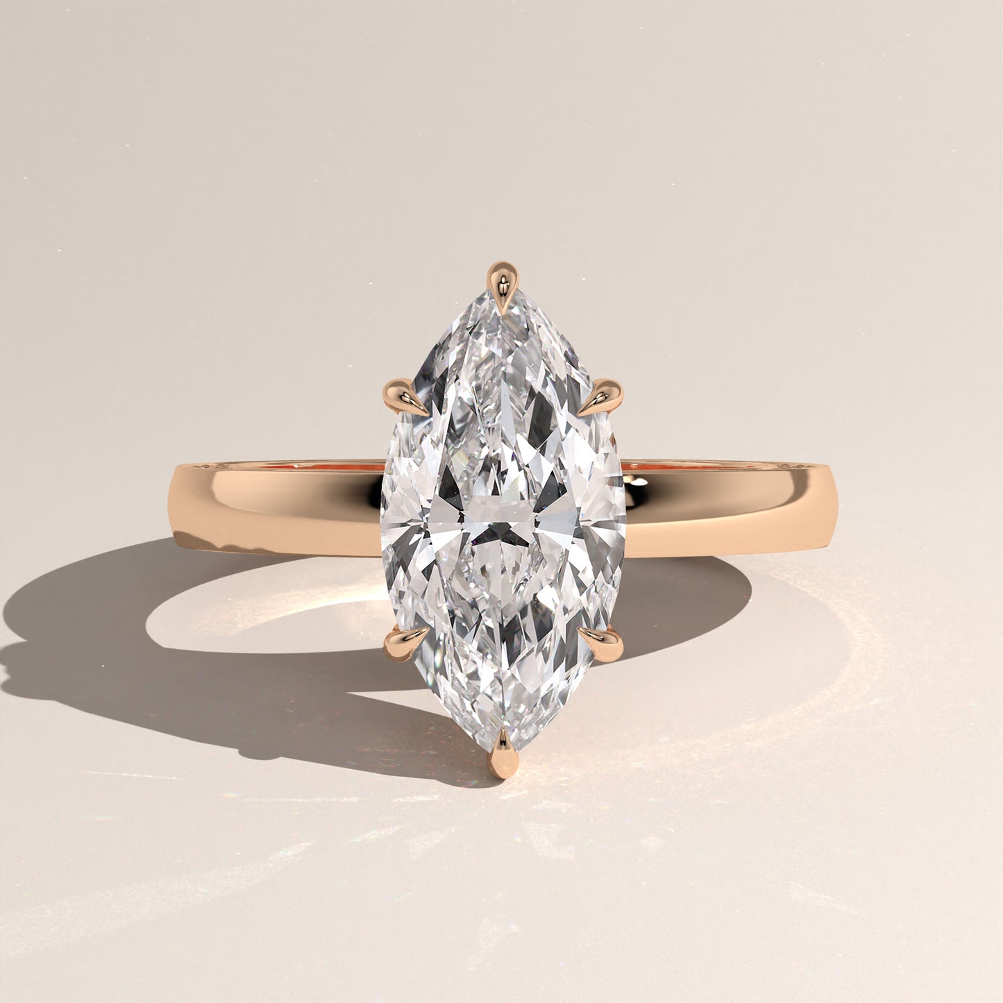 The Solitaire Cigar Pavé Band Marquise Engagement Ring