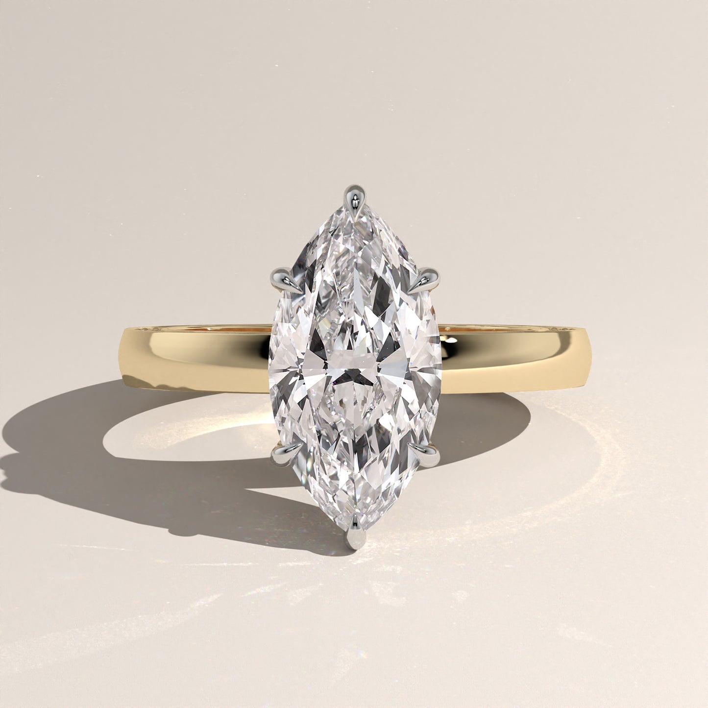 The Solitaire Cigar Pavé Band Marquise Engagement Ring