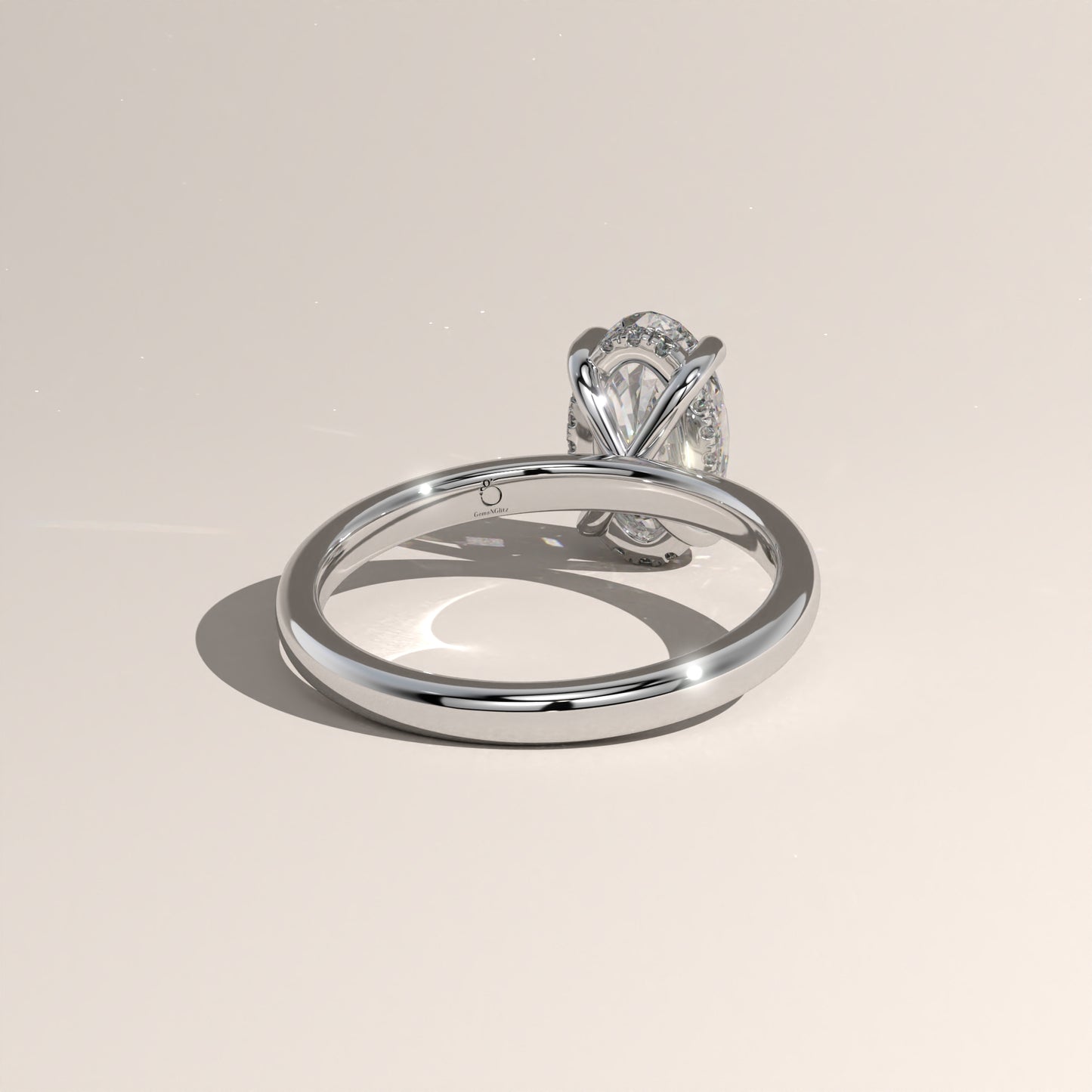 The Classic Hidden Halo Moval Engagement Ring