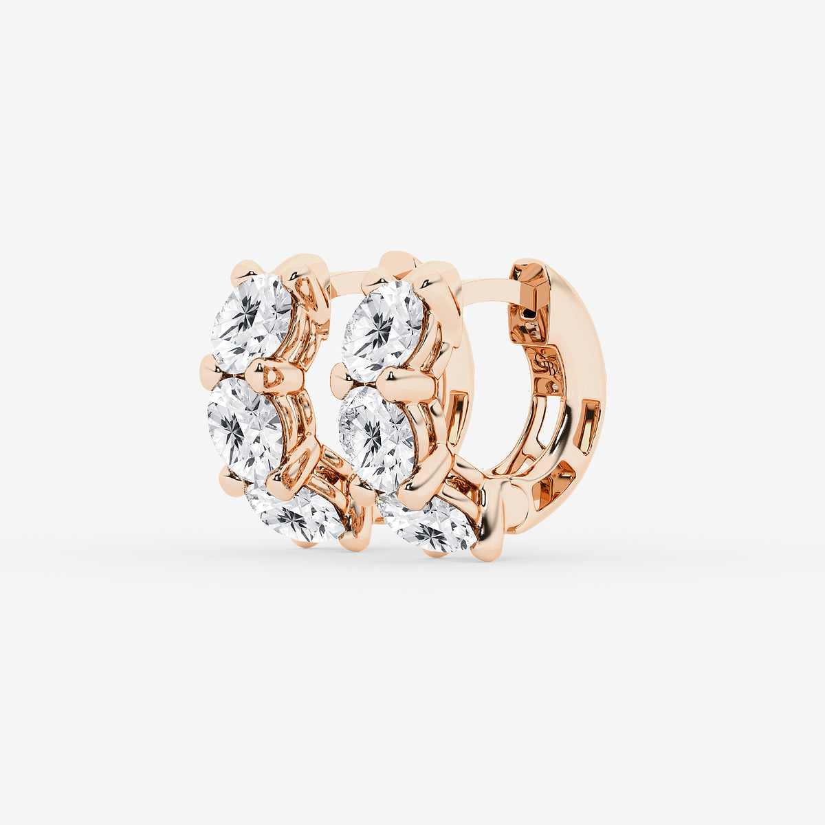 Round Lab Grown Diamond Huggie Hoop Earrings