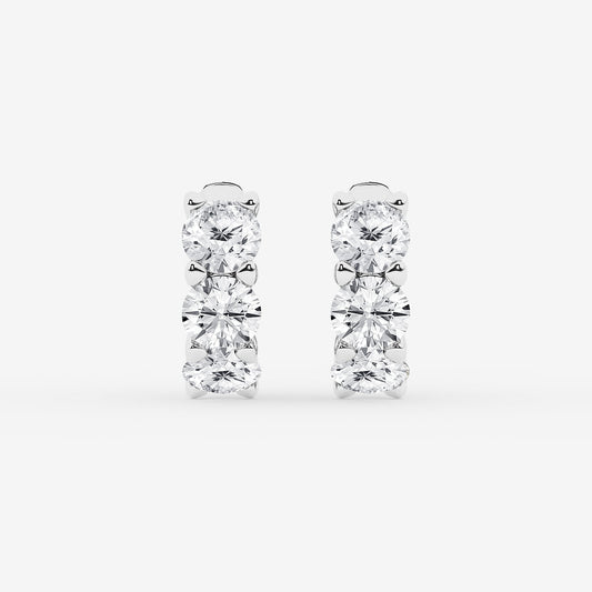 Round Lab Grown Diamond Huggie Hoop Earrings
