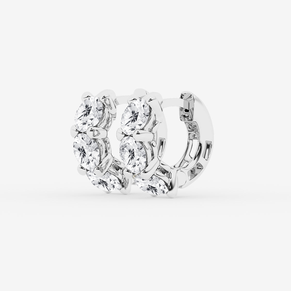 Round Lab Grown Diamond Huggie Hoop Earrings