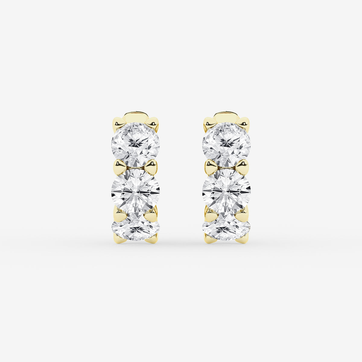 Round Lab Grown Diamond Huggie Hoop Earrings